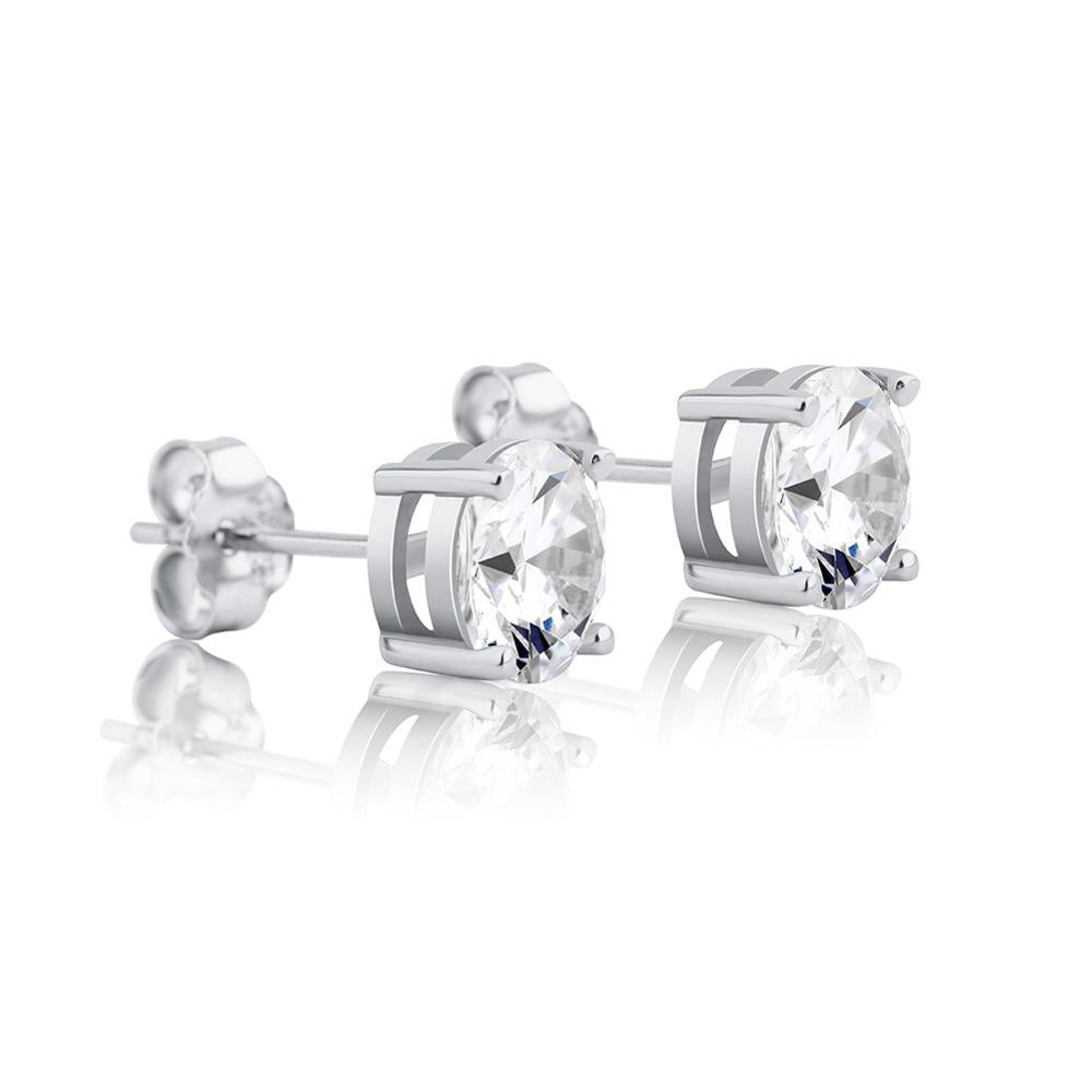 JINAO 4.6.8MM Round Cut CZ Stud Earrings Gold 925 Sterling Silver Jewelry Hip H image 0