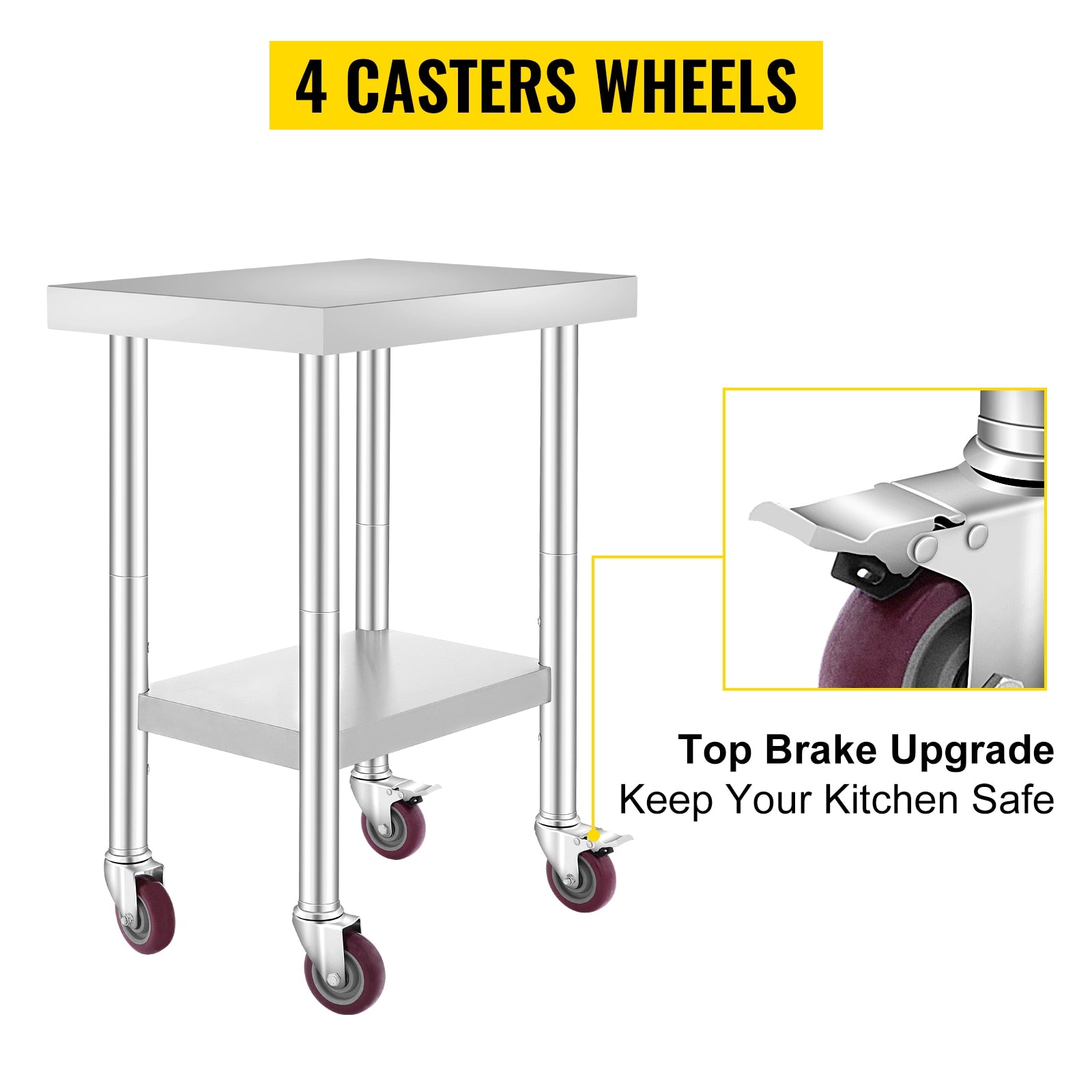VEVOR Stainless Steel Kitchen Worktable shelves Commercial Work Bench Table wit image 10