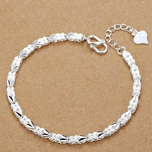 Noble 925 Sterling Silver Square Solid Chain Bracelet For Women Men Charm Party image 0