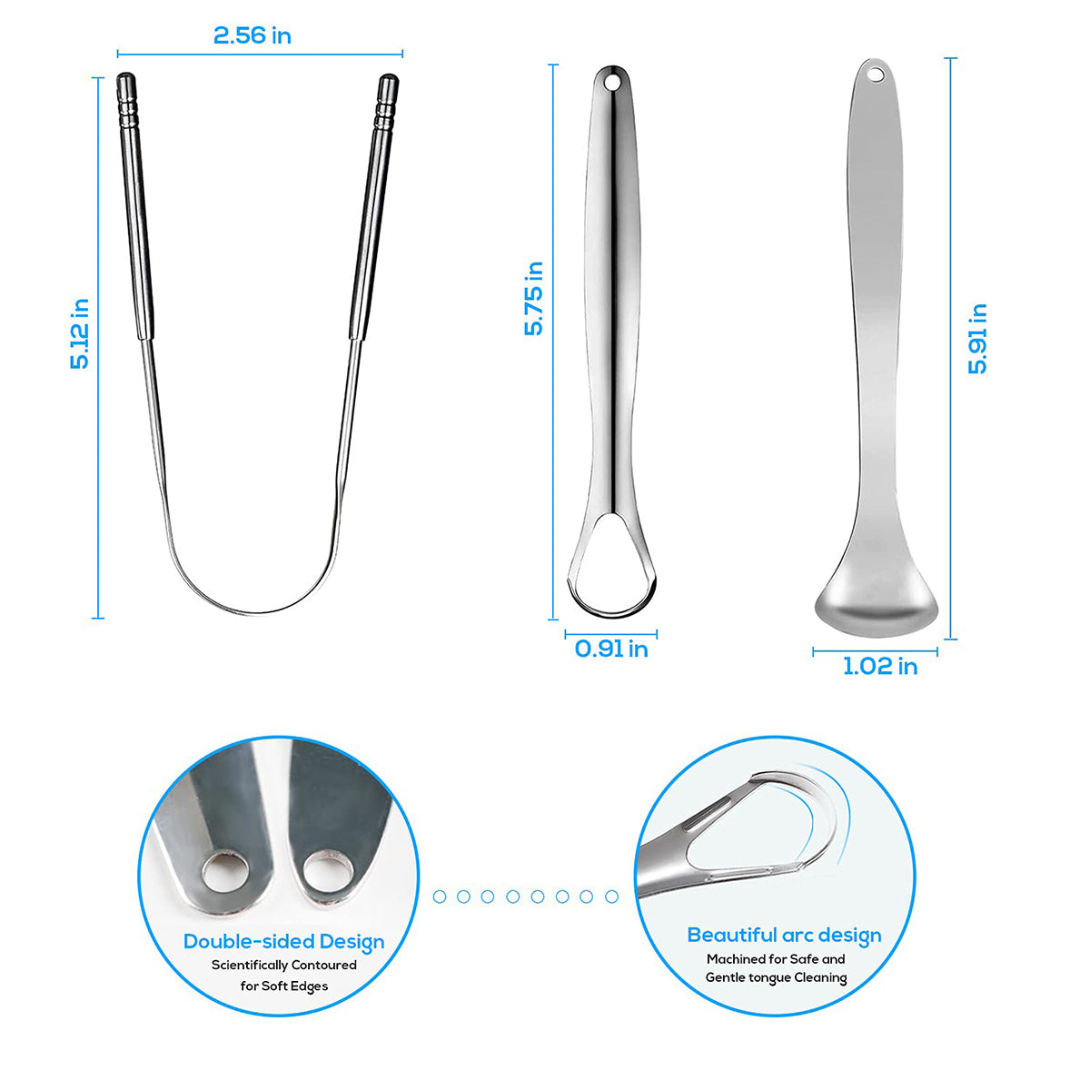 Premium 1pcs/3pcs Metal Tongue Scraper Cleaner for Adults & Kids, Portable Stai image 4