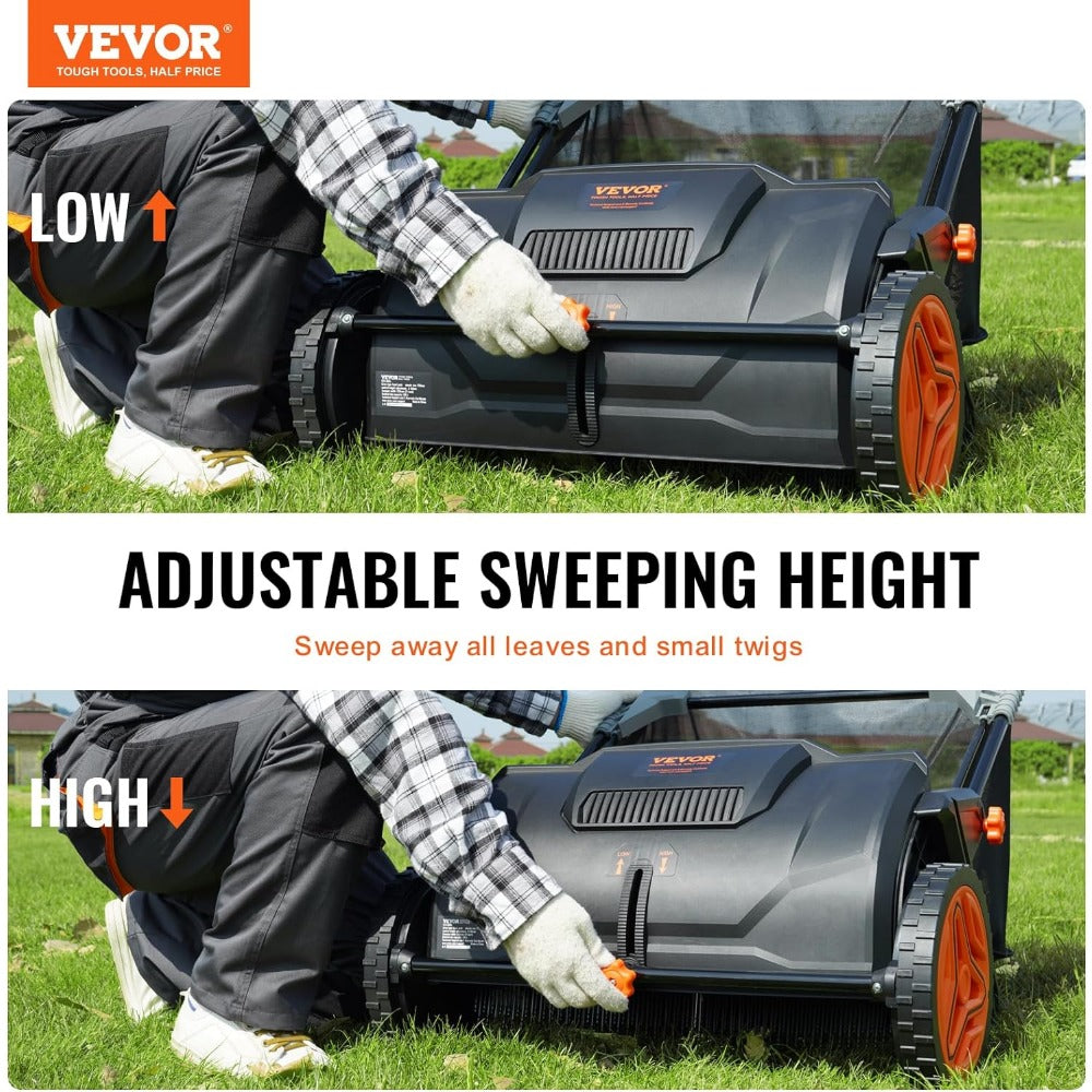 Push Lawn Sweeper, 21-inch Leaf & Grass Collector, Strong Rubber Wheels & Heavy image 0