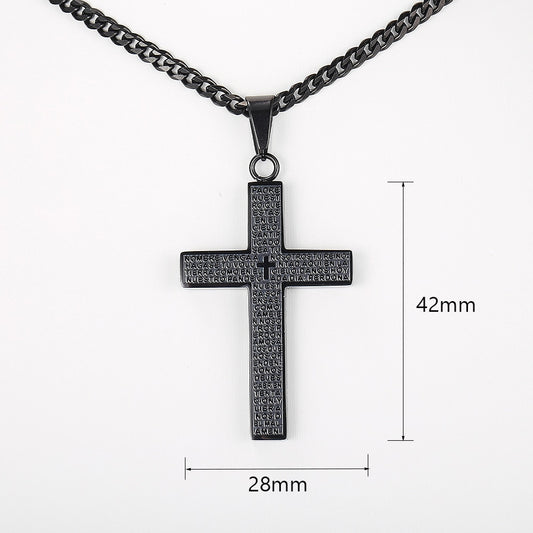 Cross Pendant Necklace For Men Women Jesus Christ Charm Necklace Gold Color Bla image 0