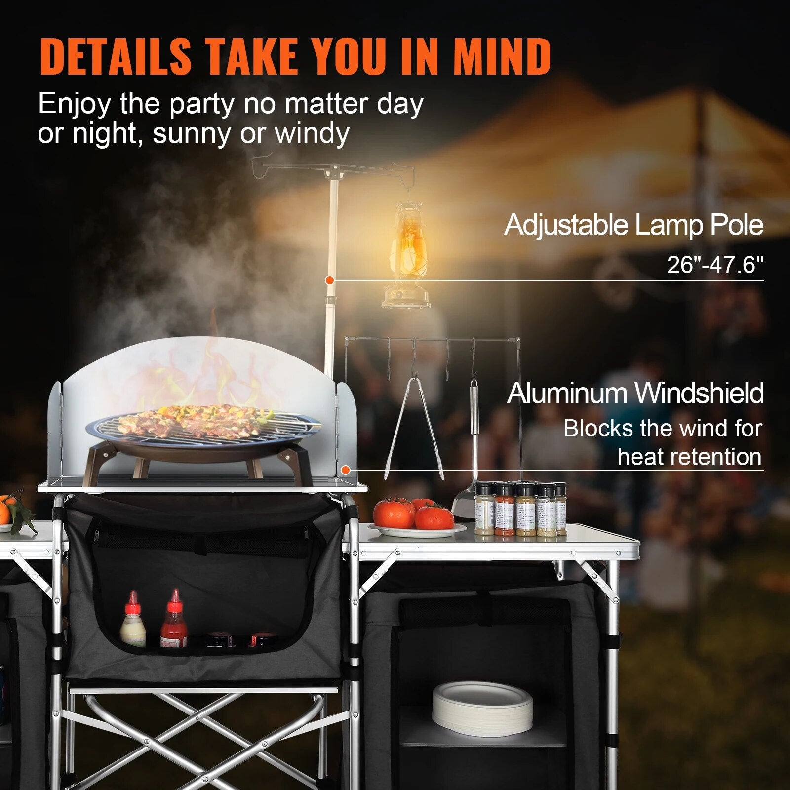 VEVOR Camping Kitchen Table, Folding Outdoor Cooking Table with Storage Carryin image 7