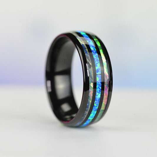 Fashion 8mm Rose Gold Color Tungsten Wedding Men Stainless Steel Rings Inlay Ab image 0