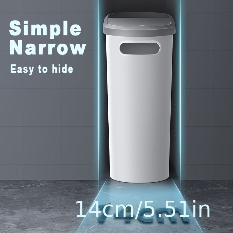 2/1 Pack Bathroom Trash Can, Small and Durable Plastic Trash Can with Built-in  image 2