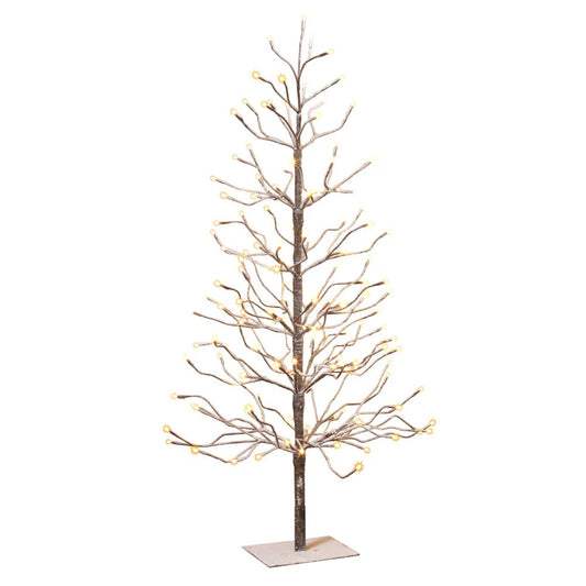 4-Foot, Brown Wrapped, Snowy Tree with LED Lighting Home Decor  Christmas Tree image 0