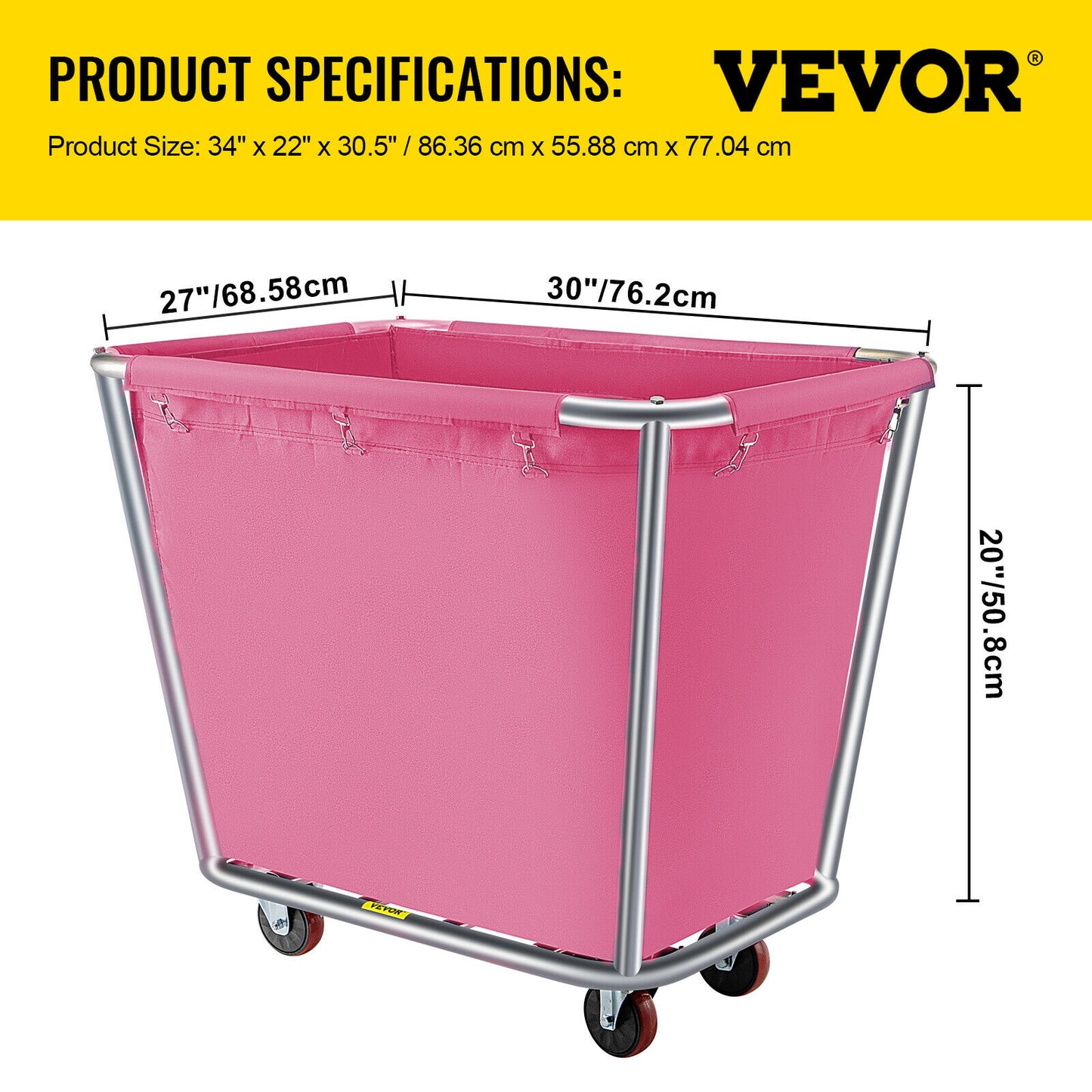 VEVOR 6 - 18 Bushel Canvas Laundry Basket Cart with Waterproof Storage Basket R image 3