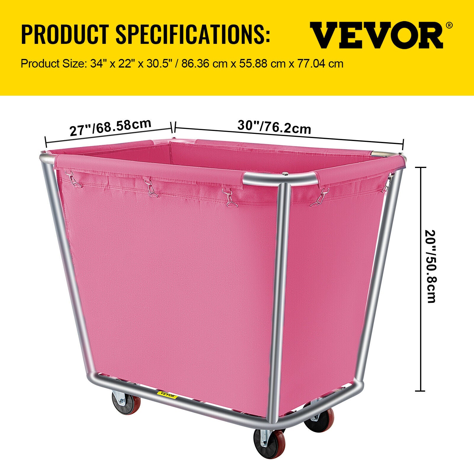 VEVOR 6 - 18 Bushel Canvas Laundry Basket Cart with Waterproof Storage Basket R image 3