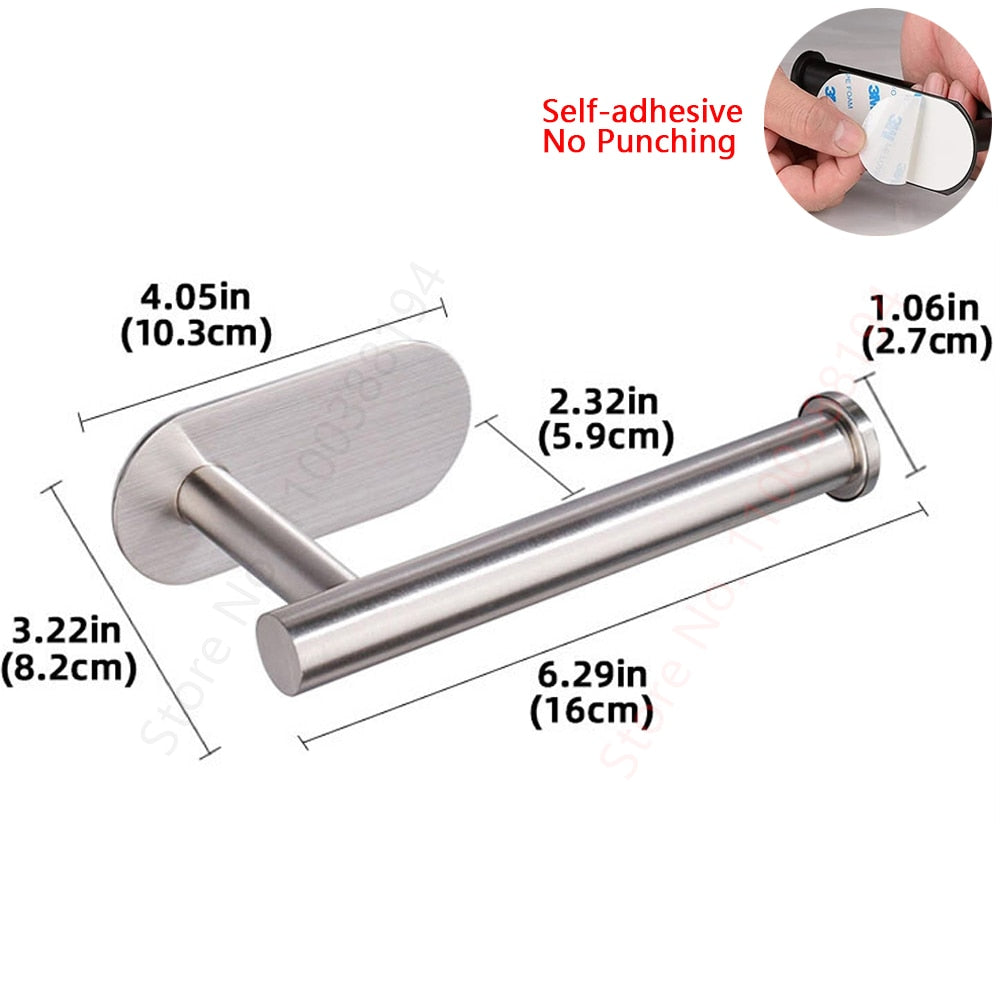 Adhesive Toilet Paper Holder Wall Mount For Bathroom Kitchen Silver Gold Black  image 21