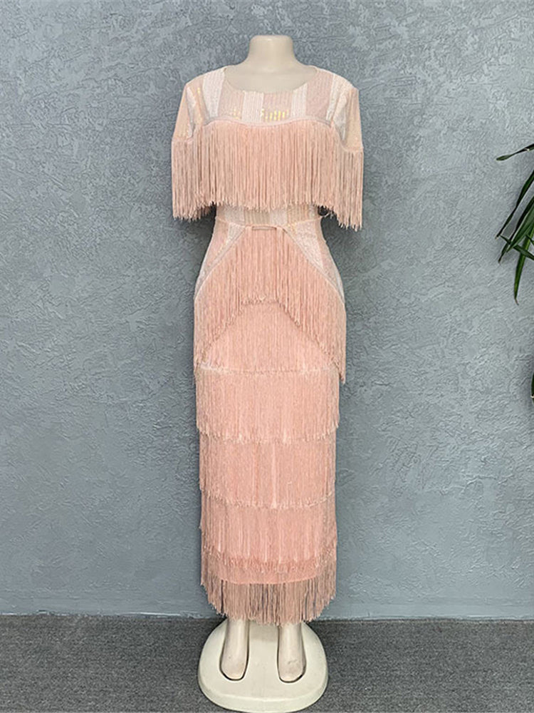 Elegant Party Dresses For Women 2024 Summer Tassel Bodycon Maxi Robe Dashiki Af image 3