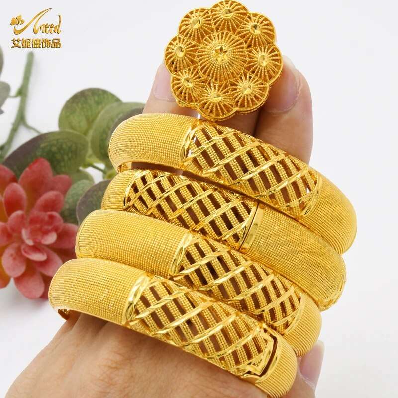 ANIID Dubai Bangles 24K Gold Color African Bracelet For Women Wholesale Designe image 10