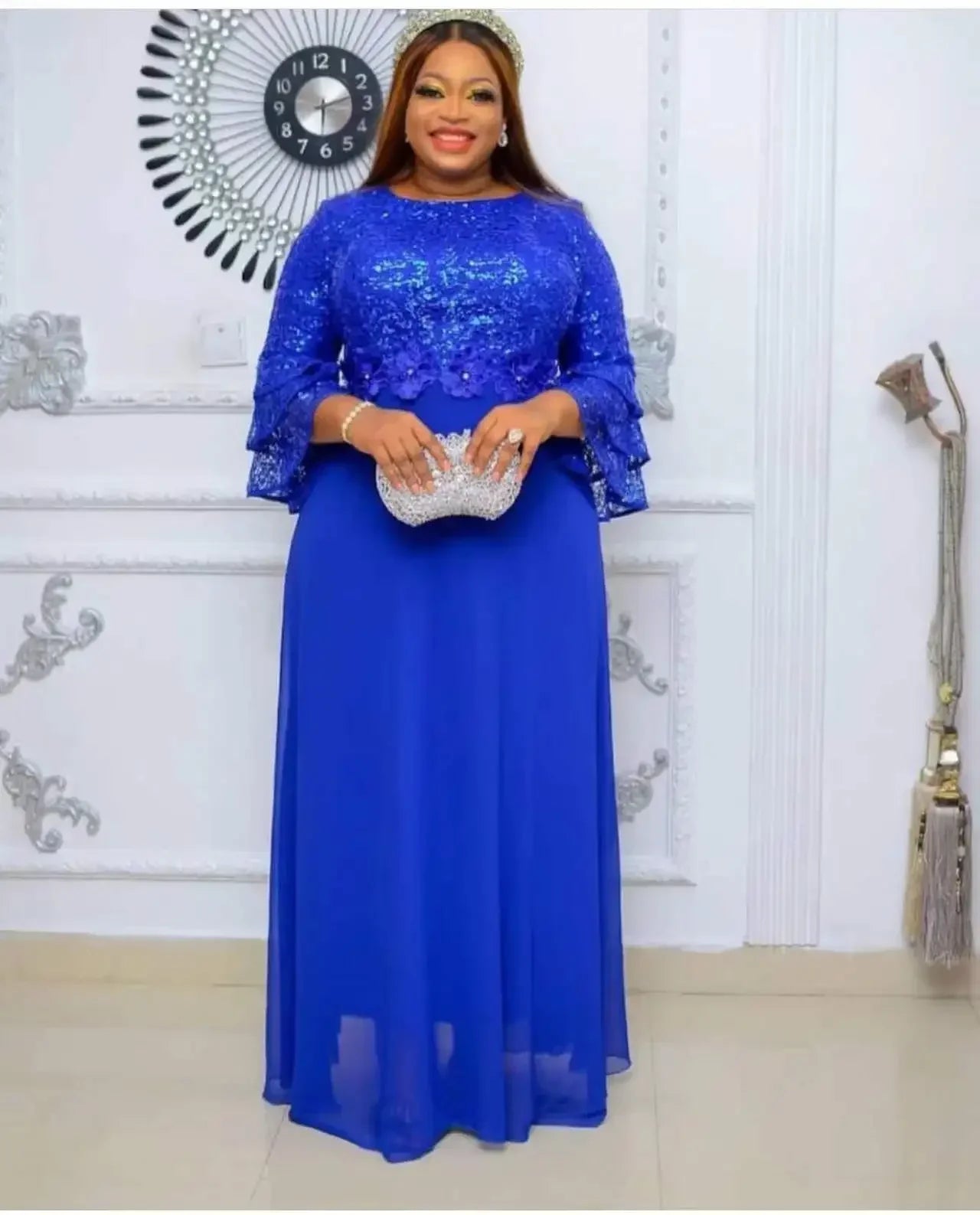 Plus Size African Party Dresses for Women 2024 New Fashion Dashiki Ankara Lace image 3
