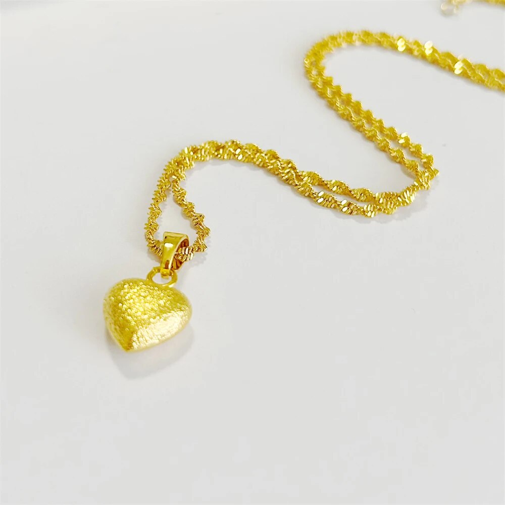 Women's Charm Necklaces 24k Yellow Gold Plated Heart Pendant Necklace Choker Co image 2