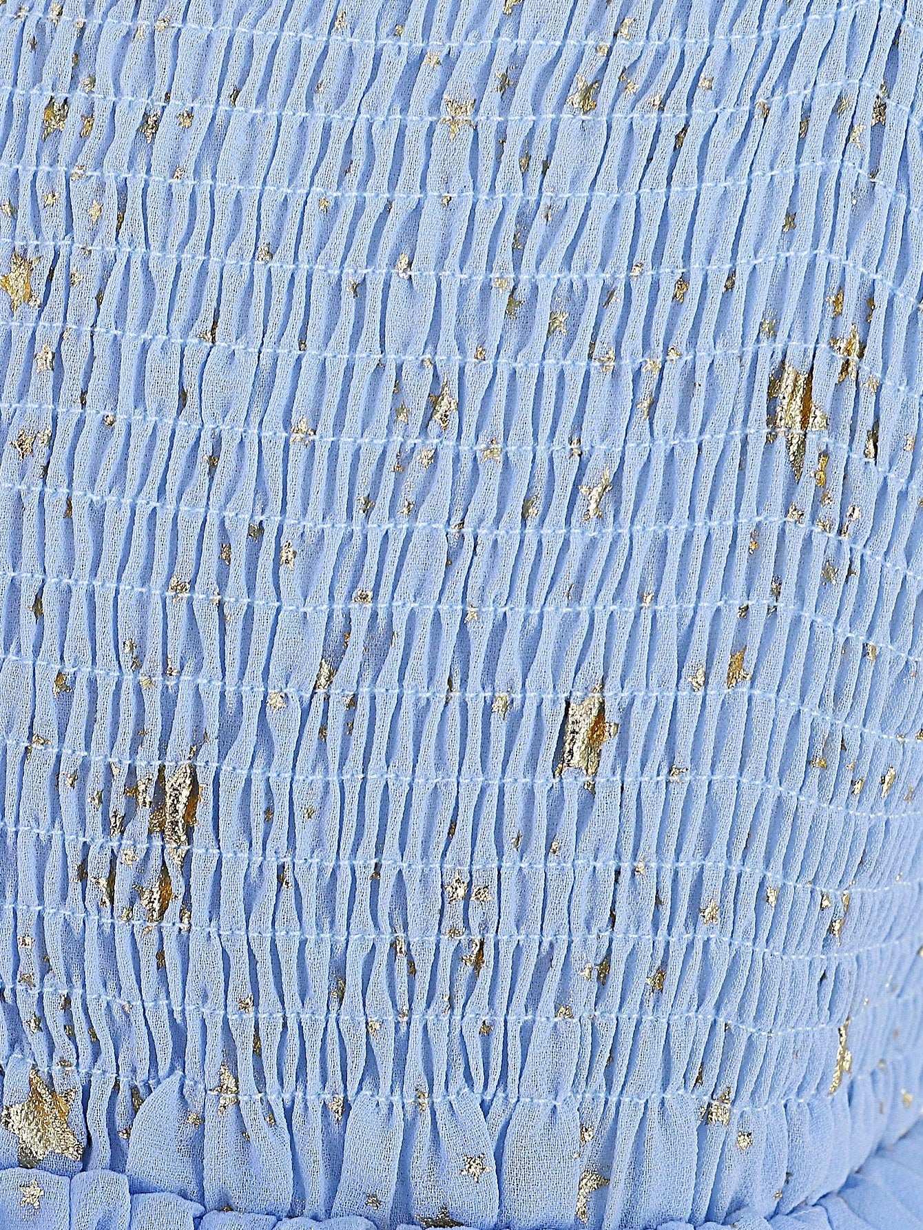 Toddler Girls Gold Star Print Puff Sleeve Layer Hem Dress image 6