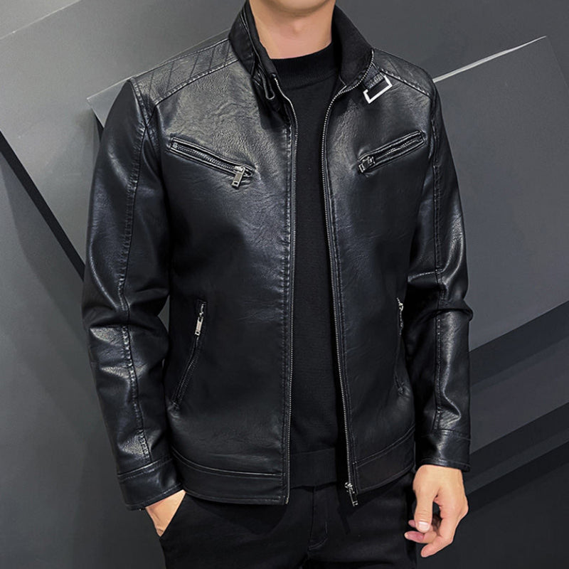 2024 High-quality Leather Men Autumn New Fashion Handsome Young Motorcycle Jack image 0