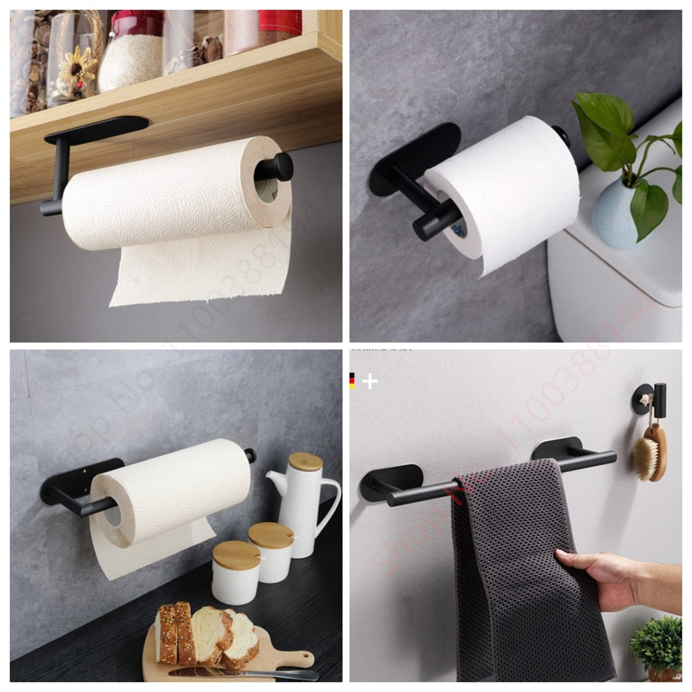 Adhesive Toilet Paper Holder Wall Mount For Bathroom Kitchen Silver Gold Black  image 22