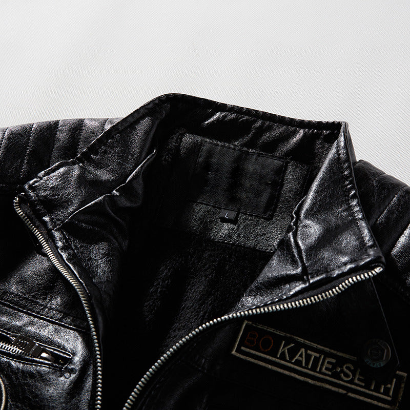 New Men's Autumn And Winter Men High Quality Fashion Coat PU Leather Jacket Mot image 6