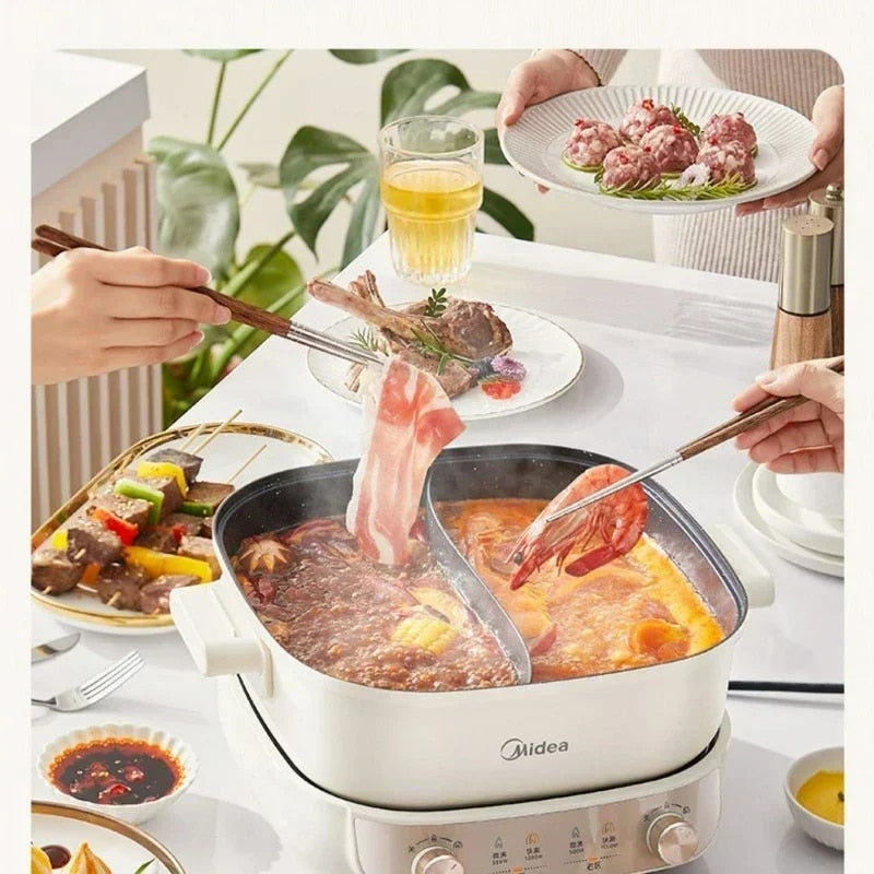 Electric Hot Pot 5.5L Multi Cooker Electric Frying Pan Double-flavor Chafing Di image 3