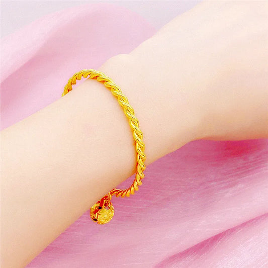 9999 real gold 24 K Bell bracelet Palace ancient style bracelet bell opening image 0