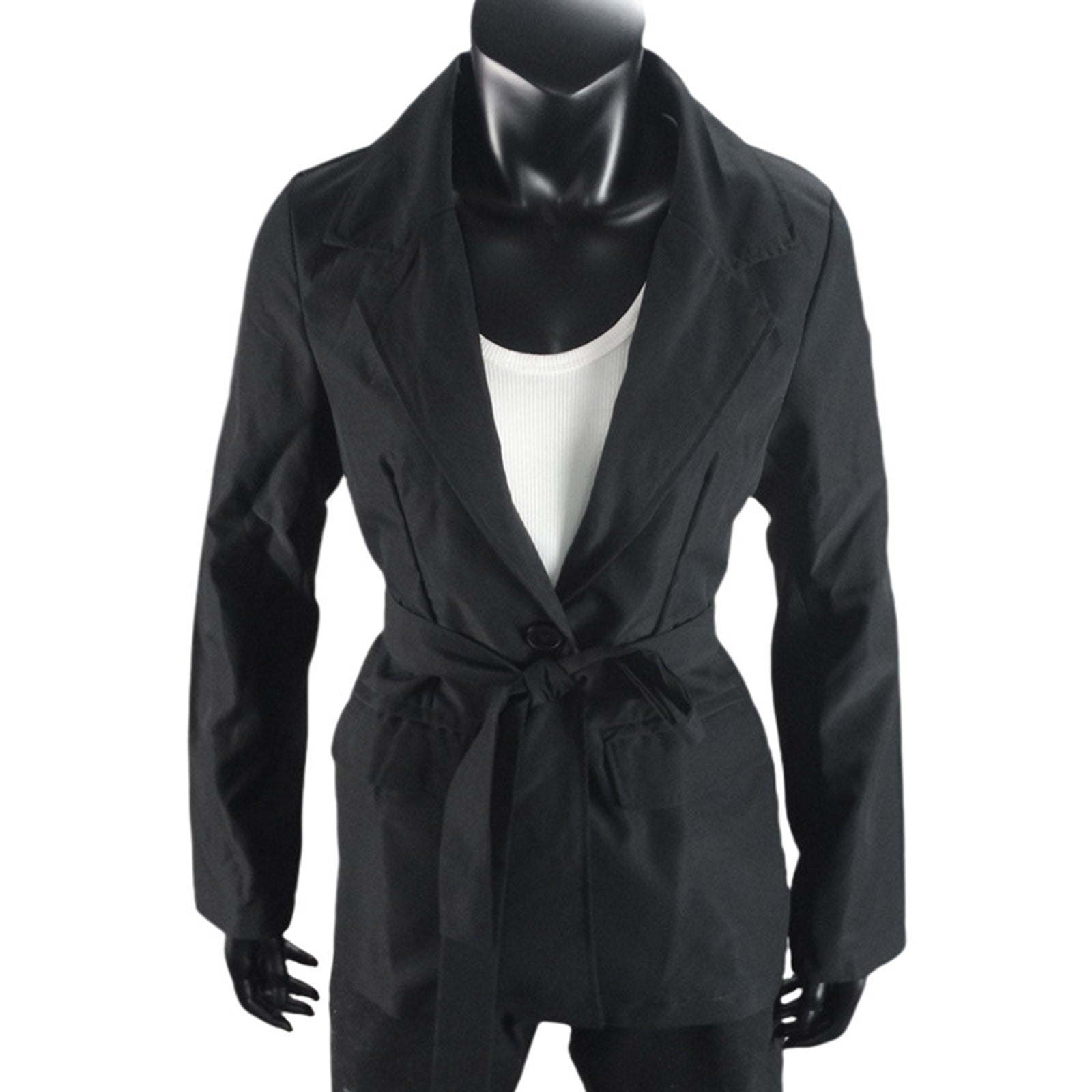 Elegant Lady Profession Blazers Coat With Belt Fashion Solid Color Slim Office  image 5