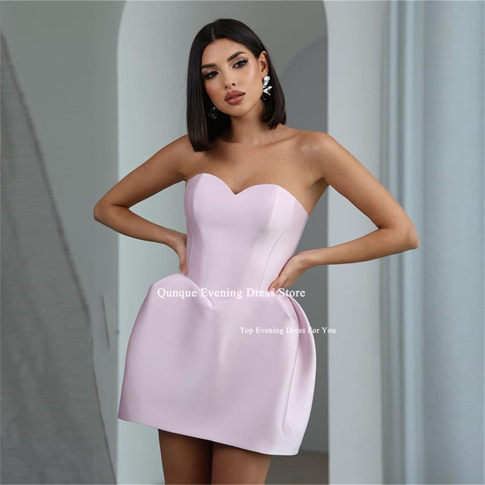 Qunque Fuchsia Vestido Festa Homecoming Dresses Off The Shoulder A-line Sweethe image 1