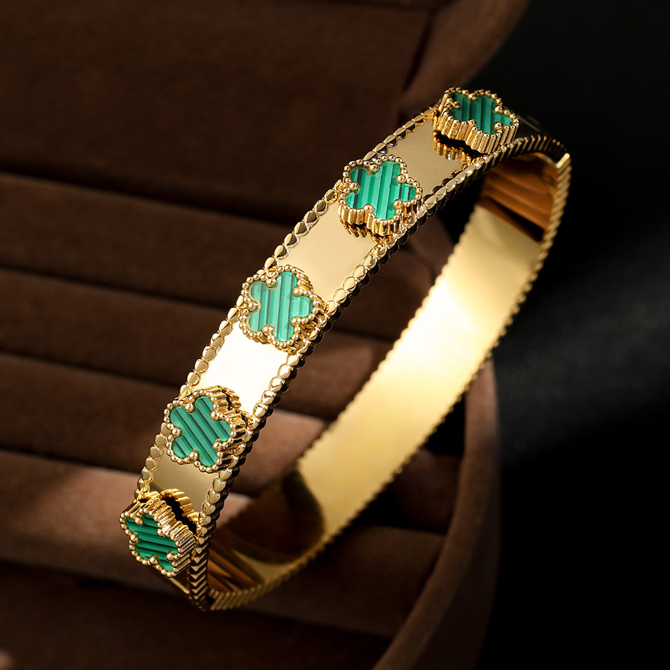 RAKOL Miniamlist 316L 18k Gold Plated Flower Bracelet Plum Blossom Cuban Chain image 3