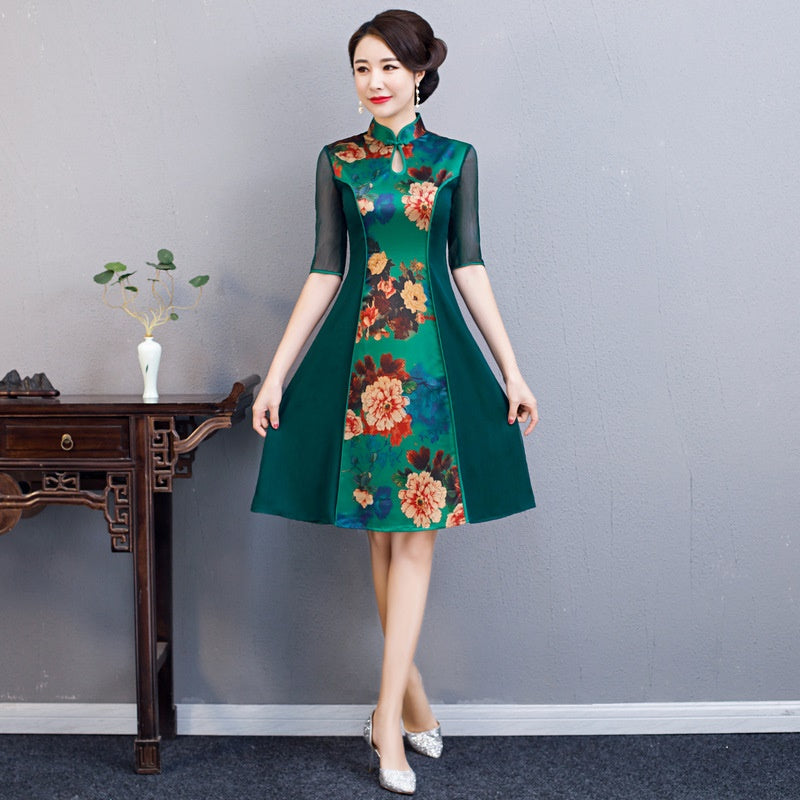 2020 Ao Dai Dress Modern Chinese Dress Qipao Midi Elegant Cheongsam Oriental Dr image 1