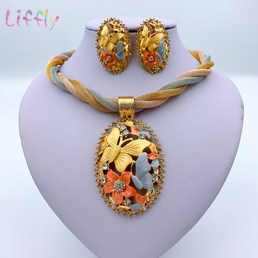 African Necklace Dubai Gold Plated Jewelry Set for Women Wedding Bridal Travel image 0