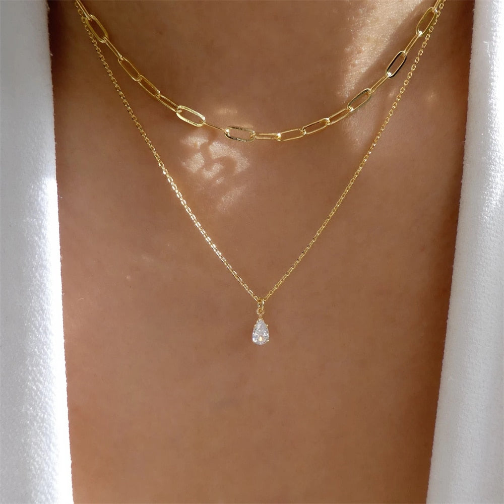 Bls-miracle Fashion Gold Color Heart-Shaped Necklace For Women Trendy Multi-Lay image 22