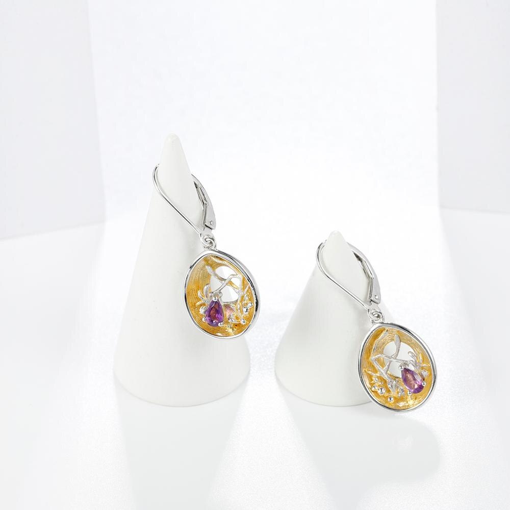GEM'S BALLET Natural Swiss Blue Topaz Earrings for Women 18k Gold over 925 image 2