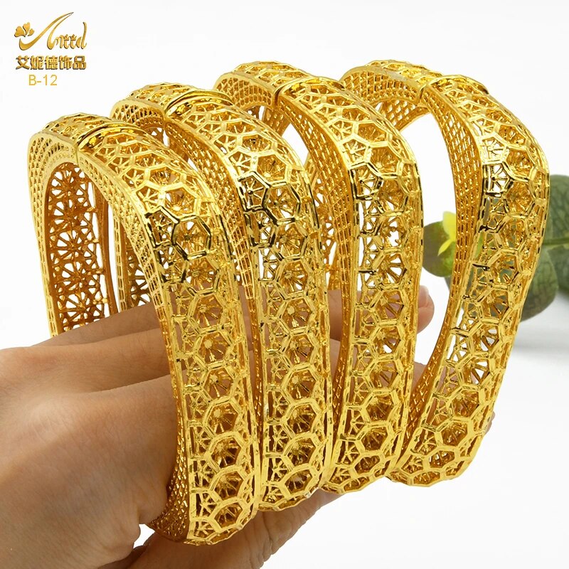 ANIID Dubai Bangles 24K Gold Color African Bracelet For Women Wholesale Designe image 22