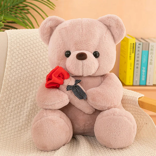 Valentine's Day roses teddy bear animal plush toys for girls teddy bear dolls image 0