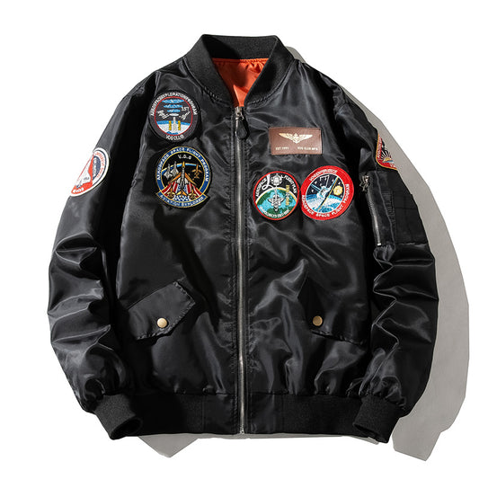 Fashion Men Bomber Jacket Pilot Jackets Military Badge Embroidery Baseball Coat image 0