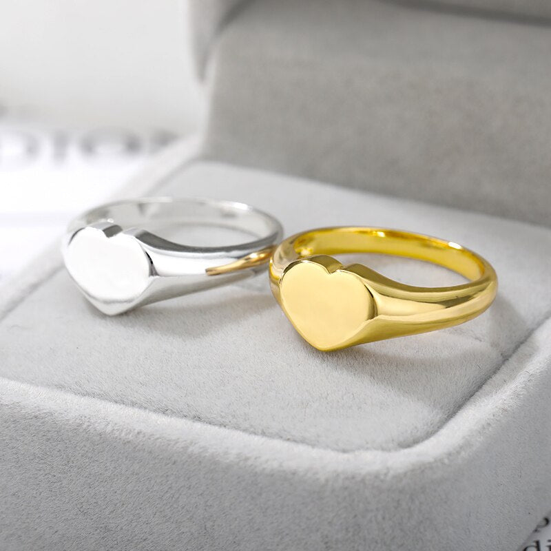 Vintage Heart Rings For Women Gold Plated Stainless Steel Finger Ring Fashion image 3