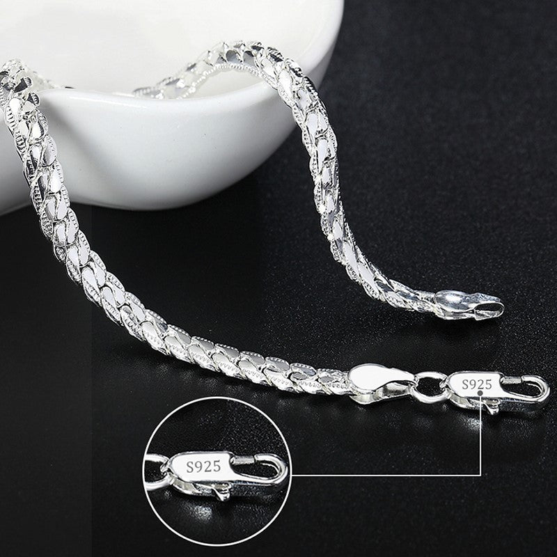 Noble 925 Sterling Silver Square Solid Chain Bracelet For Women Men Charm Party image 17