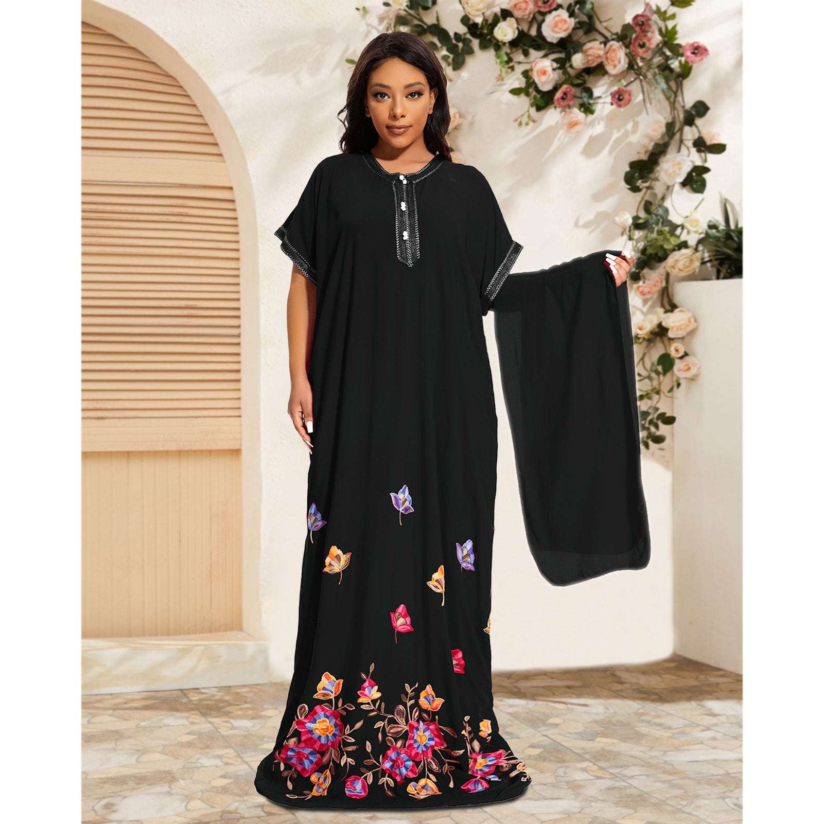 PlusSize Traditional Cotton Kaftan Clothing Loose Abayas Dress African Beach Ho image 5