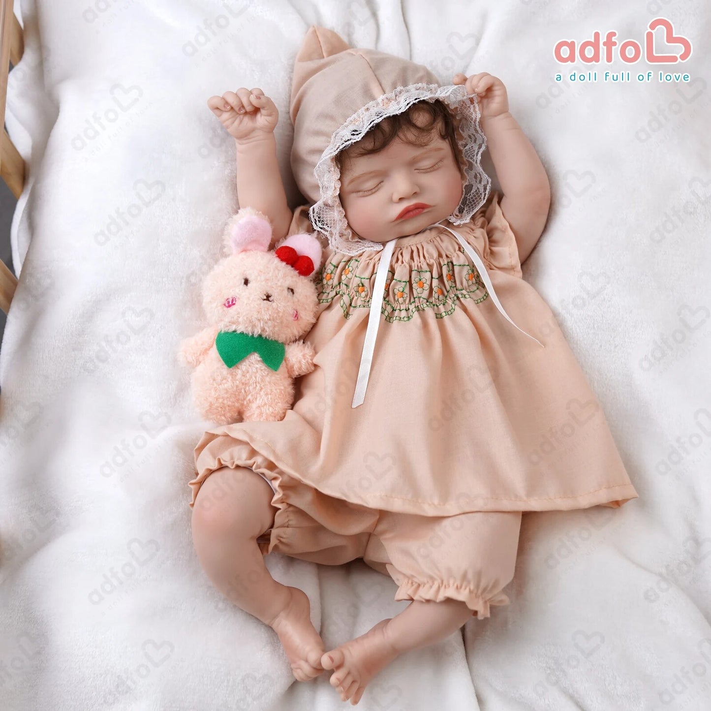 ADFO 51cm Bebe Reborn Dolls Sleeping Rosalie with Rooted Eyelashes Lifelike New image 4