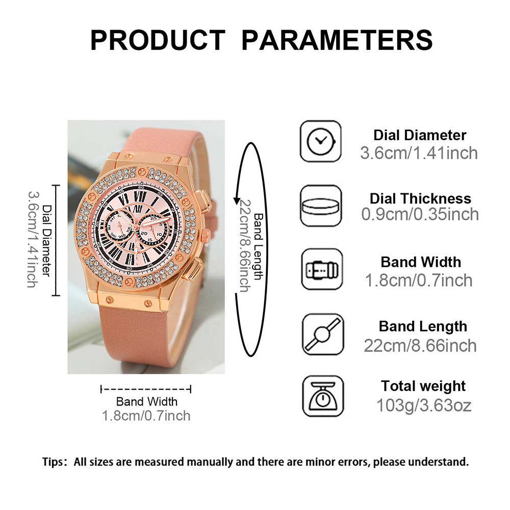 3PCS Set Women Casual Leather Watches Quartz Wristwatches & Ladies Heart Bow Wa image 5