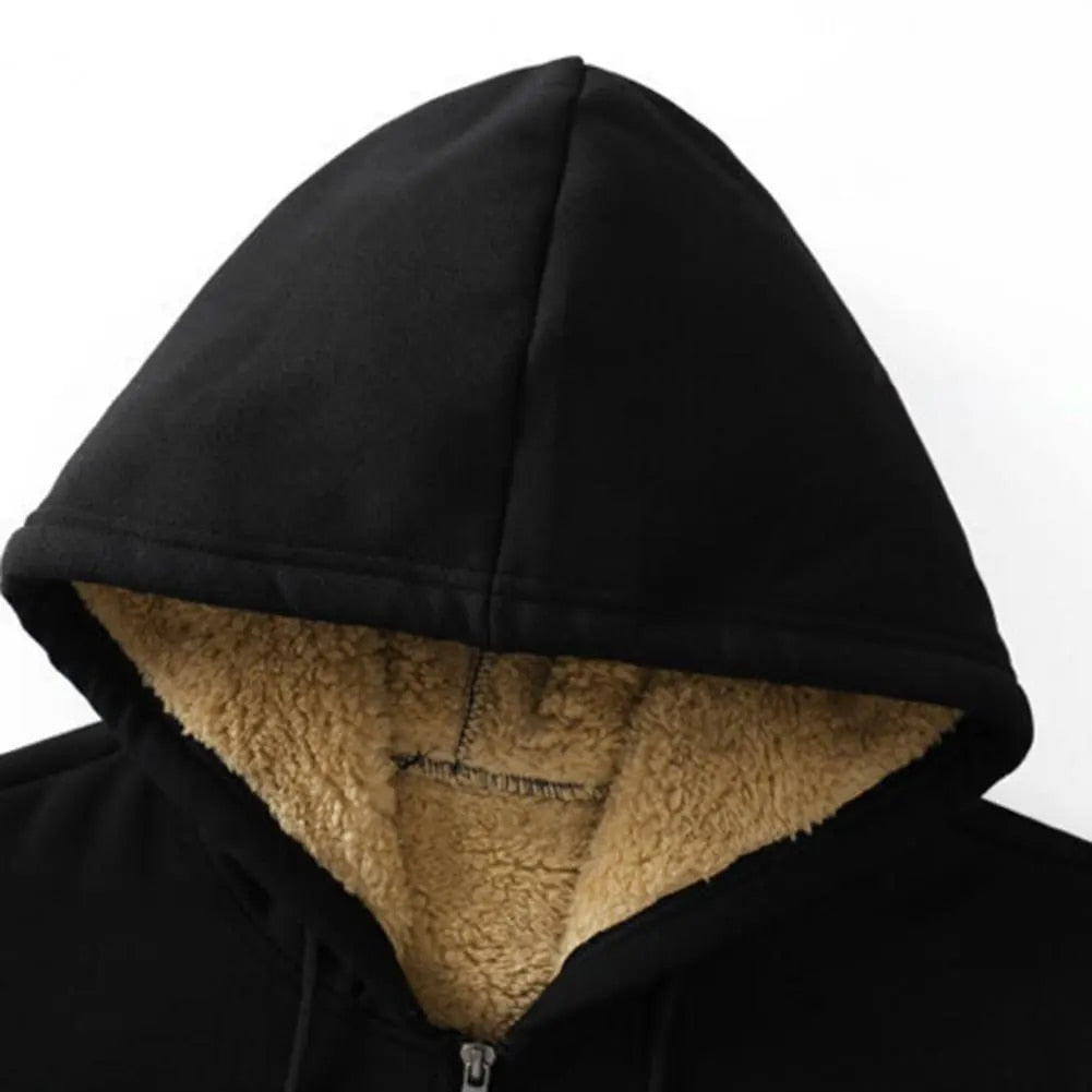Trendy Sweatshirt Coat Front Pockets Warm Zipper Lamb Wool Jacket  Men and Woma image 7