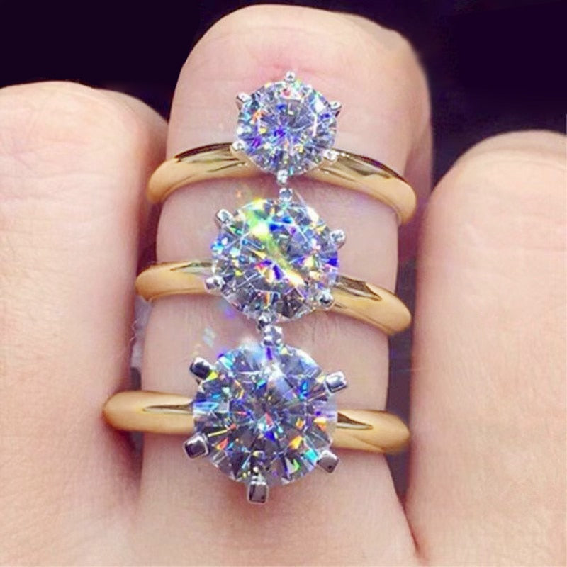 3ct Diamond Ring Solitaire Woman Silver 925 Yellow Gold Moissanite Ring Engagem image 2