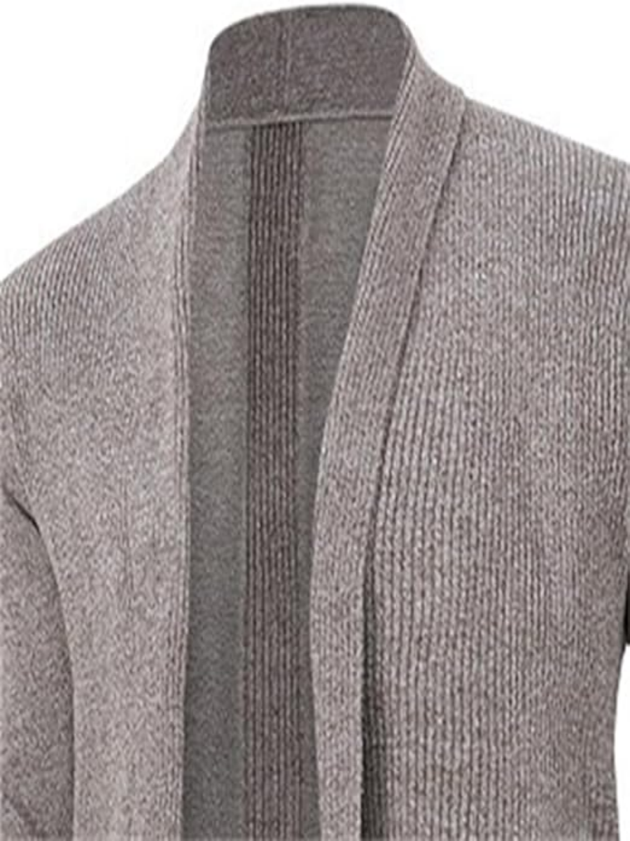 Autumn Winter New Men's Mid-Length Slim Fit Trench Coat Fashion Knit Cardigan J image 3