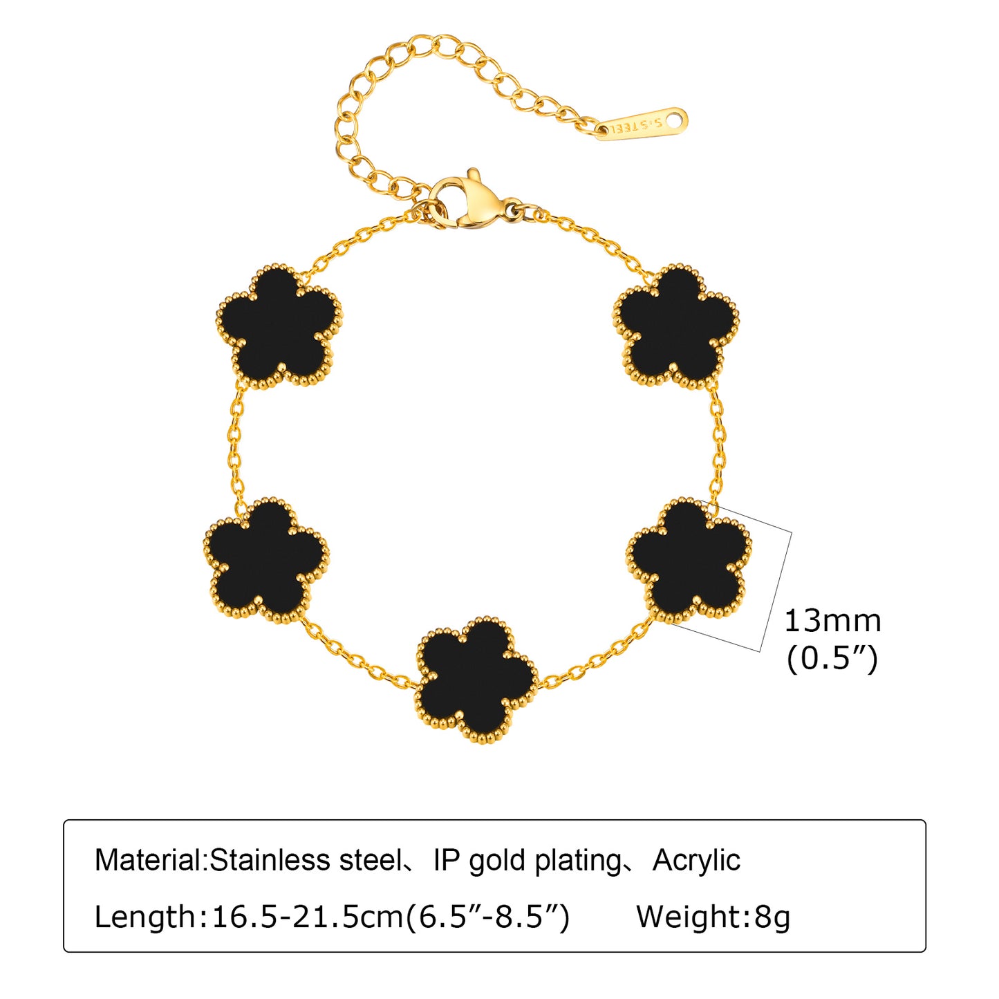 Cubic Zirconia Clover Bracelet for Women18k Gold Plated Link Statement Jewelry image 10