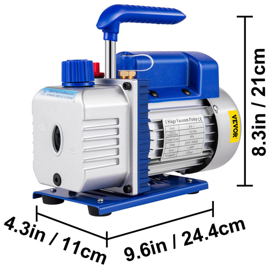 VEVOR 1.8-4.8CFM Refrigerant Vacuum Pump Kits HVAC Refrigeration 1/3 1/4 HP wit image 0