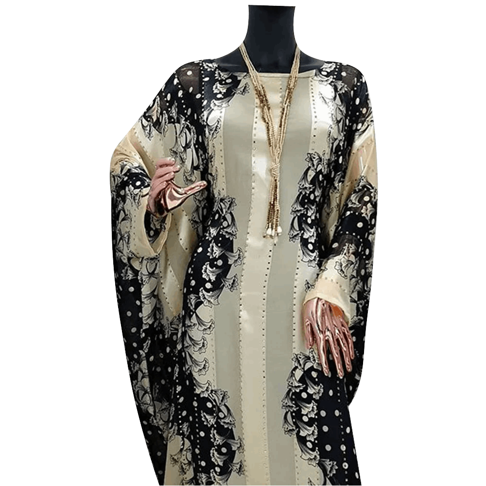 Set Gaun Muslim Gambar Ombak Gaun Jubah Pesta Wanita Pakaian Eropa Pakaian Amer image 5