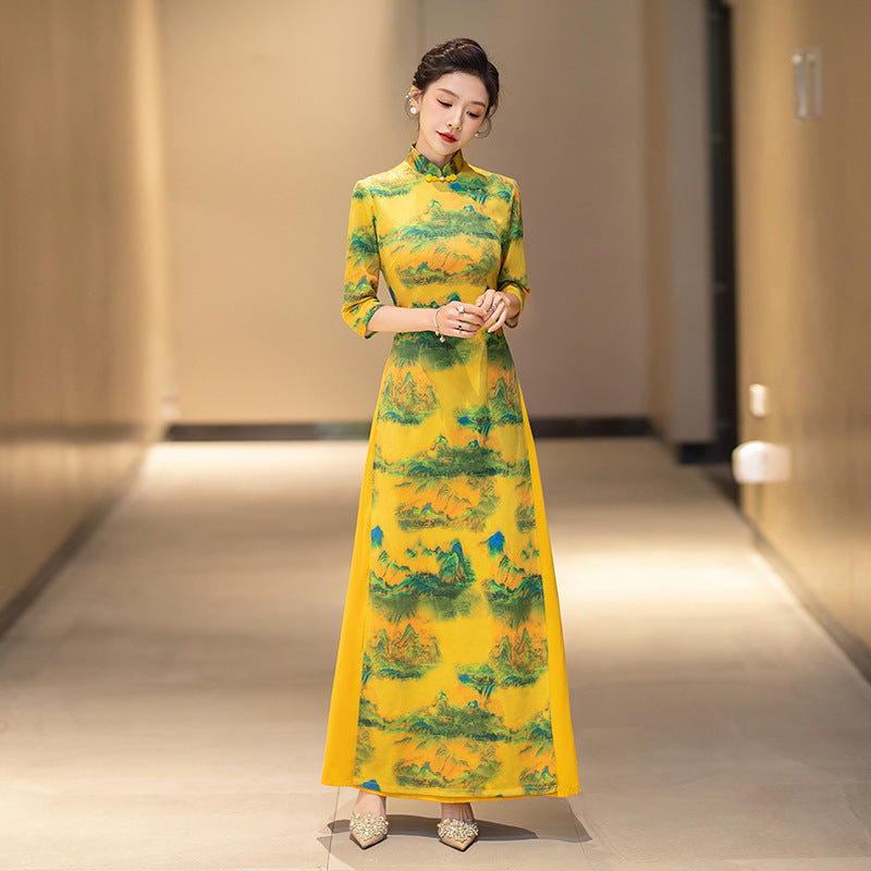 Ao Dai Vietnam Traditional Dress Vintage Qipao Evening Gown China Vietnamese Tr image 10