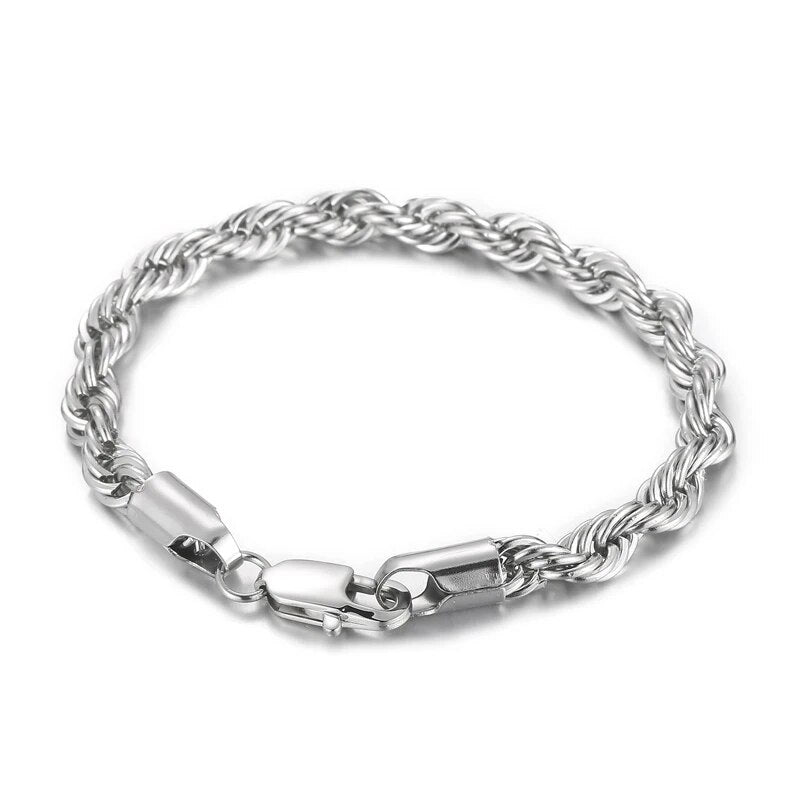 4/6/8mm Stainless Steel Bracelets For Men Women Gold Color Twisted Rope Link Ch image 1