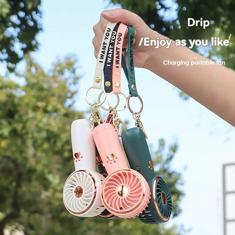 2024 Summer New Mini Mini Fan Cute Cartoon Portable Charging USB Handheld Fan S image 2