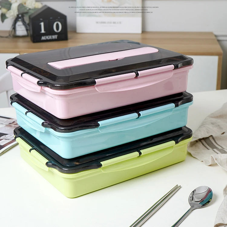 Stainless Steel Thermal Lunch Box Layers Multi Grids Tableware Students School image 3