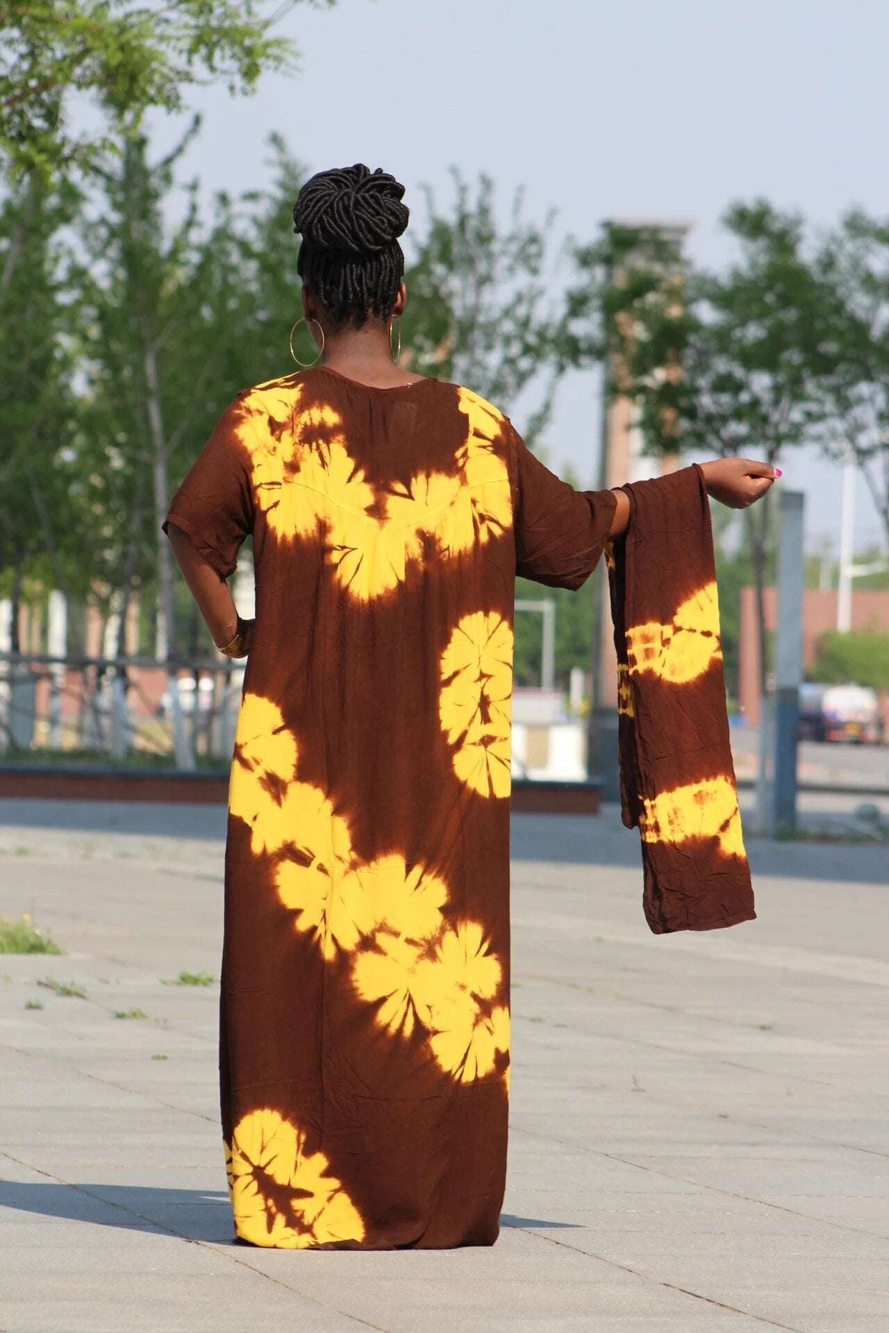 Multicolor Floral Print Cotton Women High Waist Boho Maxi Dress Casual Holiday image 7