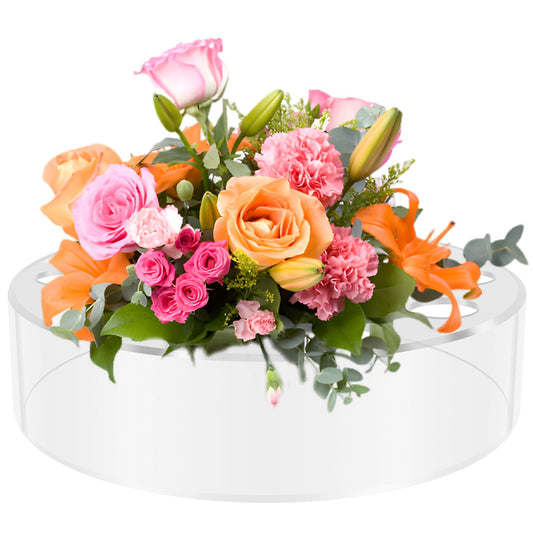 Clear Acrylic Flower Vase Round Floral Centerpiece Dining Table Floral Arrangem image 0